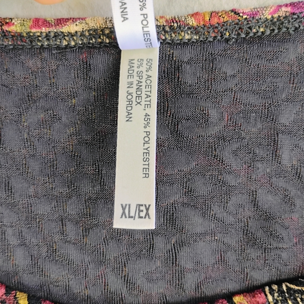 White Stag Y2K Floral Metallic Tank Top Womens XL Black Pink‎ Gold Whimsigoth - Picture 5 of 9